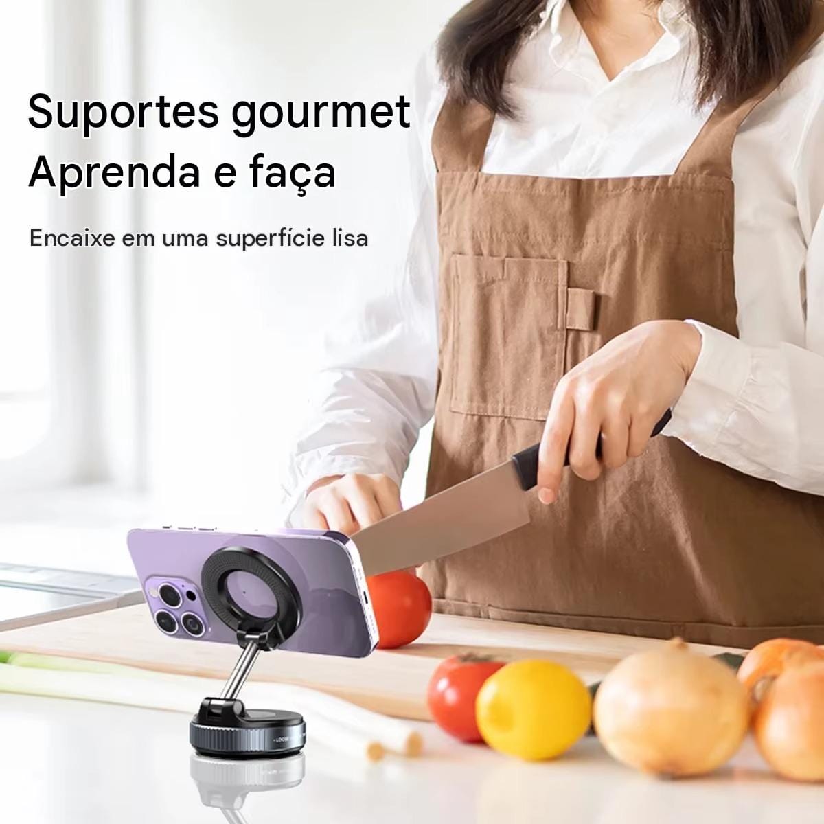 Suporte Magnético com Ventosa a Vácuo 360° – Compatível com MagSafe