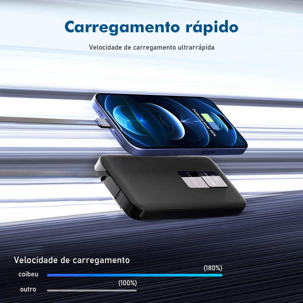 Power Bank 10.000mAh 23W – Carregador Portátil, Bateria Externa Recarregável para Celular e Dispositivos