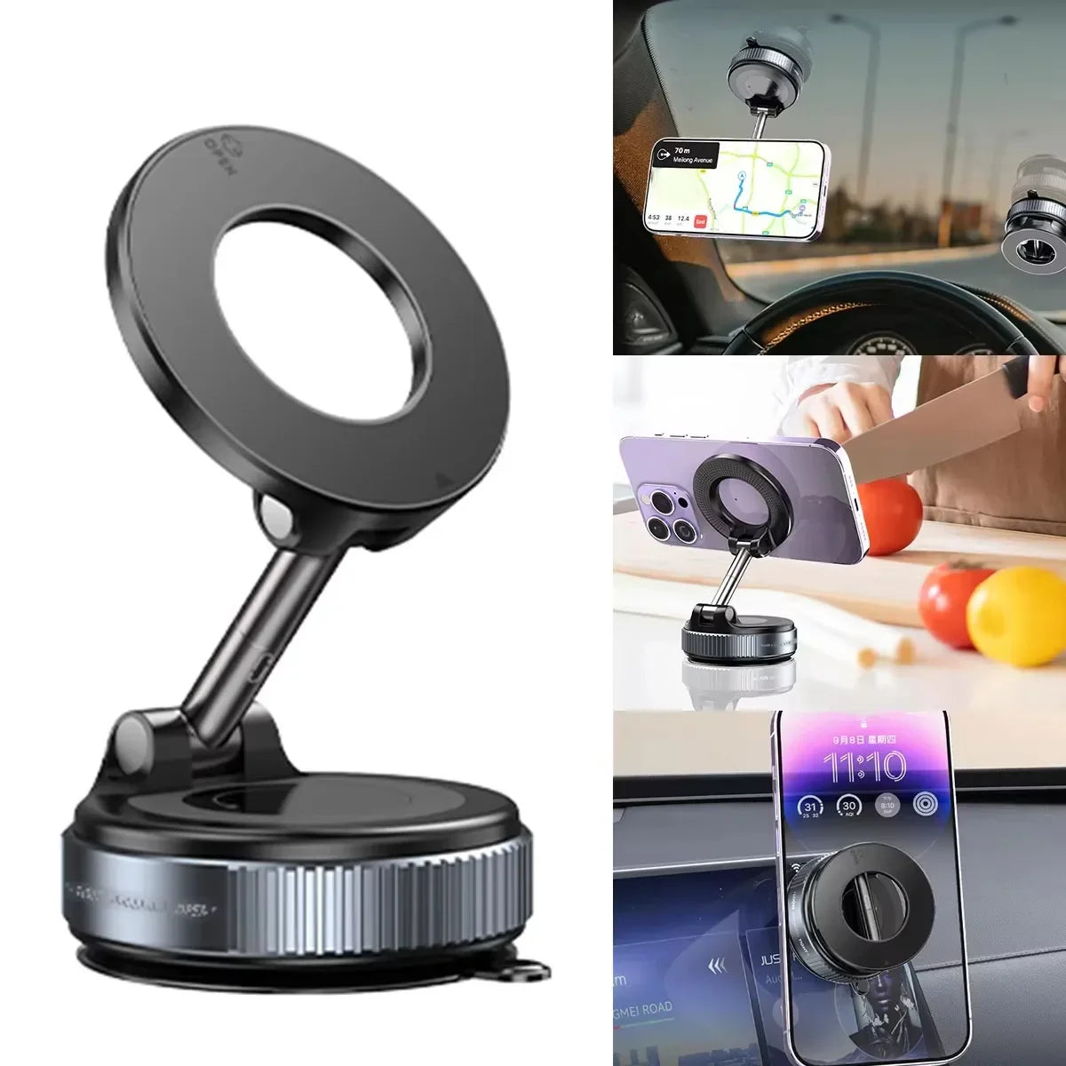 Suporte Magnético com Ventosa a Vácuo 360° – Compatível com MagSafe