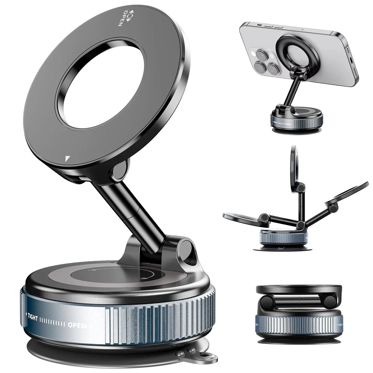 Suporte Magnético com Ventosa a Vácuo 360° – Compatível com MagSafe