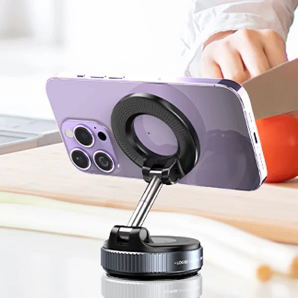 Suporte Magnético com Ventosa a Vácuo 360° – Compatível com MagSafe