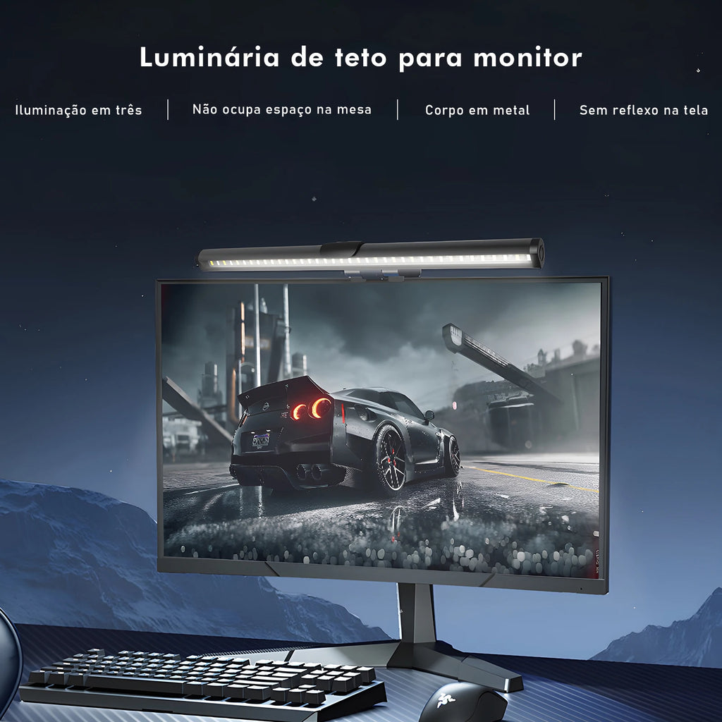 Barra de Luz LED para Monitor 5W 245lm – 3 Temperaturas de Cor 3000K/4000K/6500K