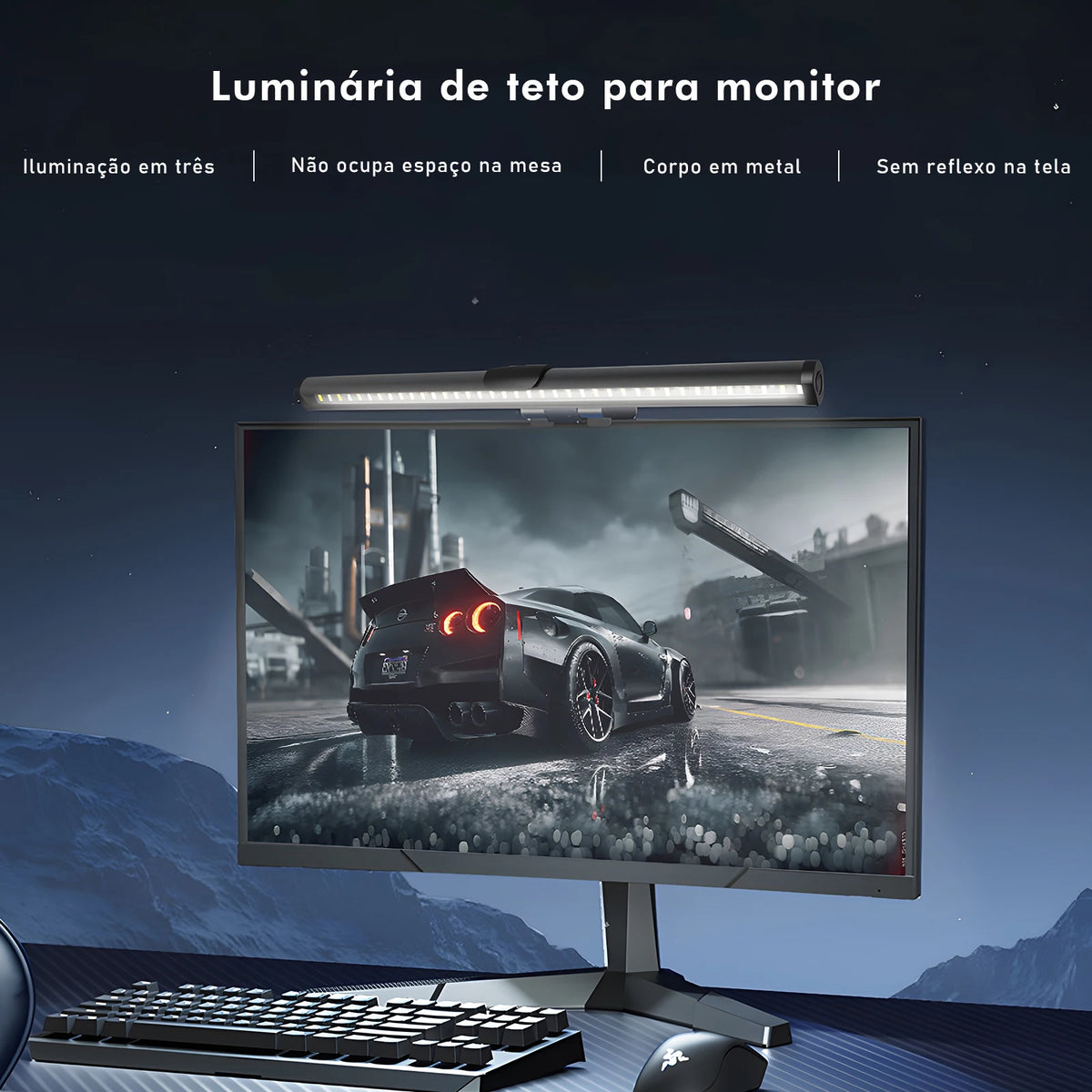 Barra de Luz LED para Monitor 5W 245lm – 3 Temperaturas de Cor 3000K/4000K/6500K